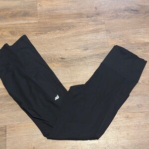 Fabletics Black High-Waist Leggings with Small White Logo